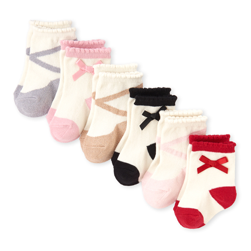 

s Baby Glitter Bow Socks 6-Pack - Multi - The Children's Place