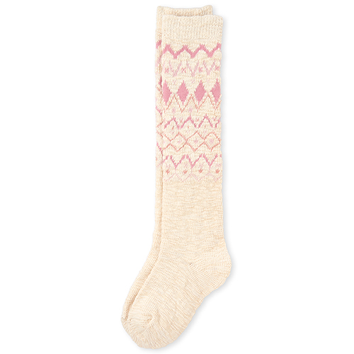 

s Glitter Fair Isle Boot Socks - White - The Children's Place