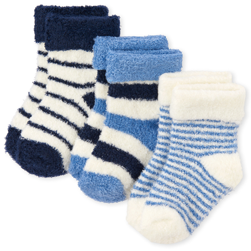 

Newborn Baby Boys Striped Cozy Socks 3-Pack - Multi - The Children's Place
