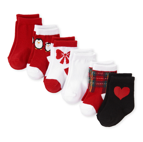 

s Baby Penguin Socks 6-Pack - Red - The Children's Place