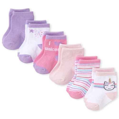 

Newborn Baby Glitter Unicorn Socks 6-Pack - White - The Children's Place