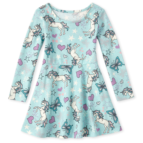 

s Baby And Toddler Floral Matching Skater Dress - Green - The Children's Place