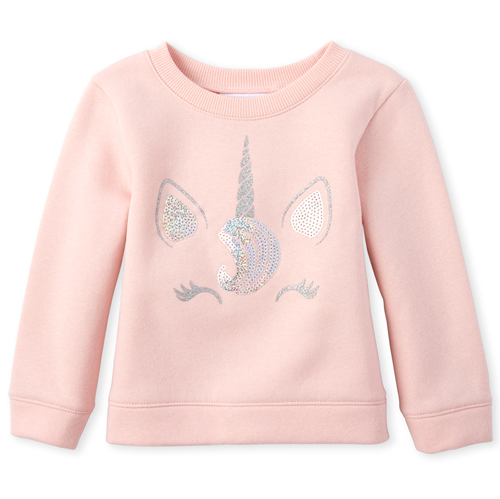 

s Baby And Toddler Embellished Fleece Sweatshirt - Pink - The Children's Place