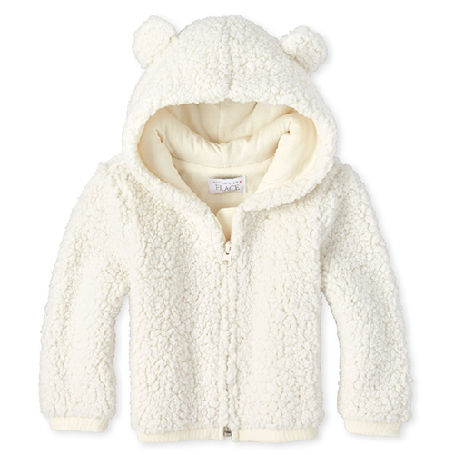 

s Baby And Toddler Bear Sherpa Zip Up Hoodie - White - The Children's Place