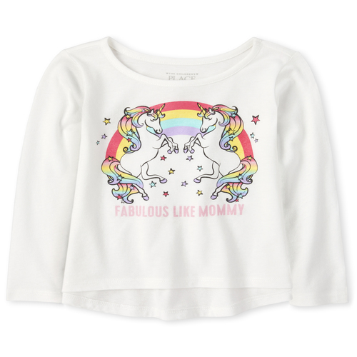 

s Baby And Toddler Glitter Top - White - The Children's Place