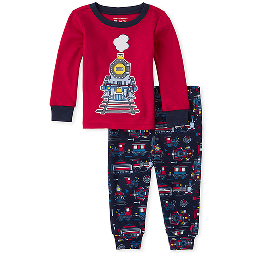 

s Baby And Toddler Boys Train Snug Fit Cotton Pajamas - Blue - The Children's Place