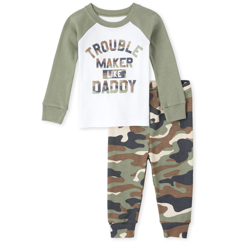 

s Baby And Toddler Boys Dad Camo Snug Fit Cotton Pajamas - Green - The Children's Place