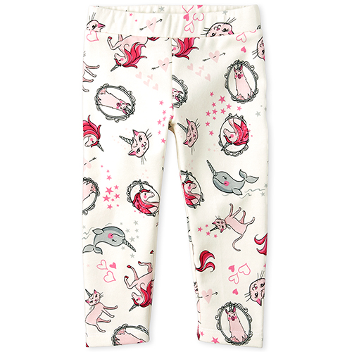 

Baby Girls Baby And Toddler Unicorn Cozy Leggings - White - The Children's Place