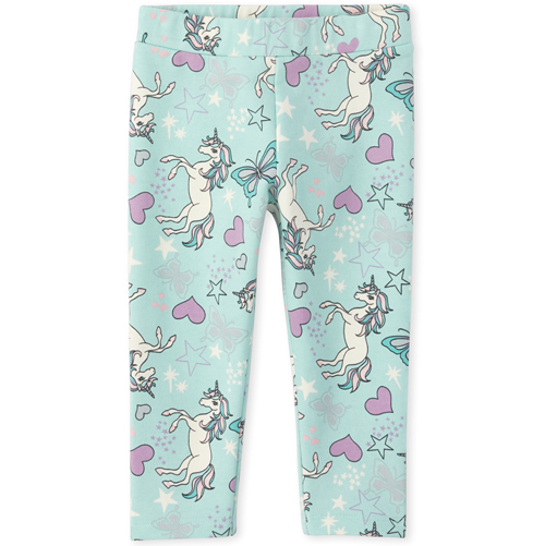 

Baby Girls Baby And Toddler Unicorn Cozy Leggings - Green - The Children's Place