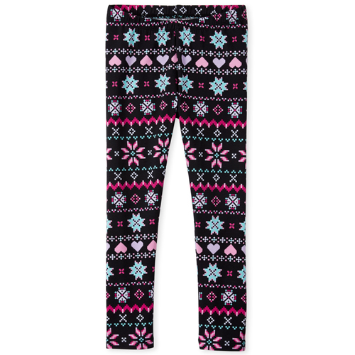 

Girls Heart Fair Isle Leggings - Black - The Children's Place