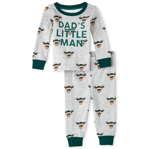 

s Baby And Toddler Boys Dad Moose Snug Fit Cotton Pajamas - Gray - The Children's Place