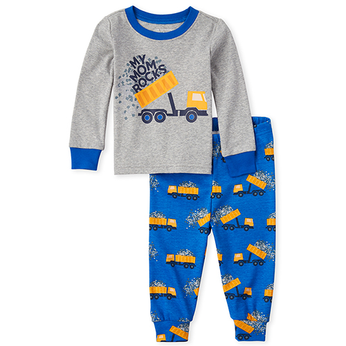 

s Baby And Toddler Boys Mom Dump Truck Snug Fit Cotton Pajamas - Blue - The Children's Place