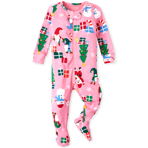 

s Baby And Toddler Gnome For The Holidays Matching Snug Fit Cotton One Piece Pajamas - Pink - The Children's Place