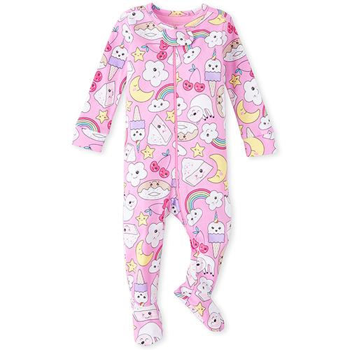 

s Baby And Toddler Rainbow Squishies Matching Snug Fit Cotton One Piece Pajamas - Pink - The Children's Place
