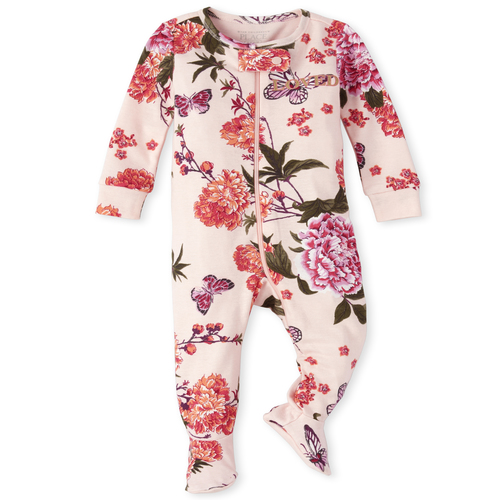 

s Baby And Toddler Mommy And Me Butterfly Garden Matching Snug Fit Cotton One Piece Pajamas - Pink - The Children's Place