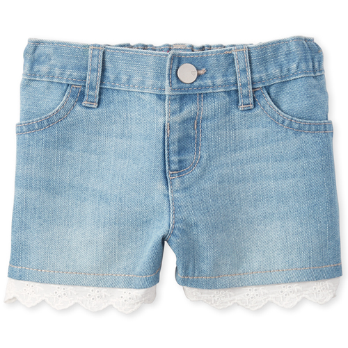 

Newborn Baby And Toddler Crochet Denim Shortie Shorts - The Children's Place