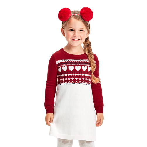 

s Toddler Heart Fair Isle Matching Sweater Dress - White - The Children's Place