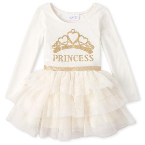 

s Baby And Toddler Glitter Princess Tiered Tutu Dress - White - The Children's Place