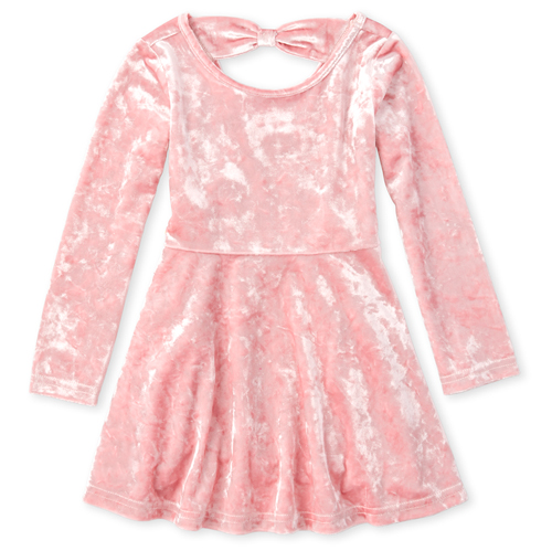 

s Baby And Toddler Velour Bow Back Matching Skater Dress - Pink - The Children's Place