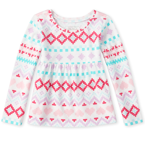 

s Baby And Toddler Print Top - White - The Children's Place