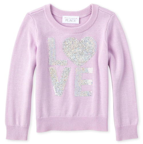 

s Baby And Toddler Sequin Love Sweater - Purple - The Children's Place