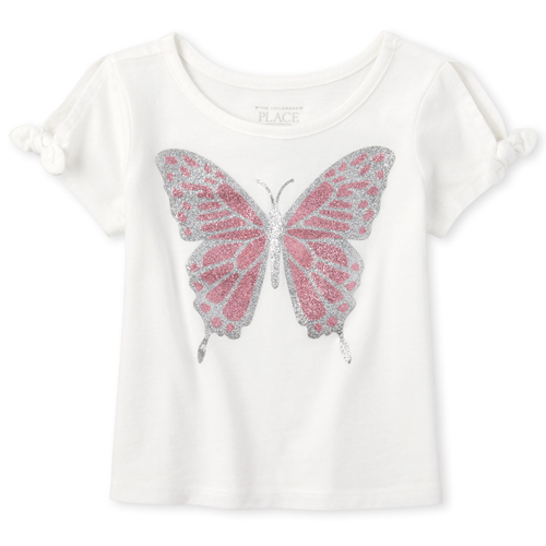 

s Baby And Toddler Glitter Cold Shoulder Top - White - The Children's Place