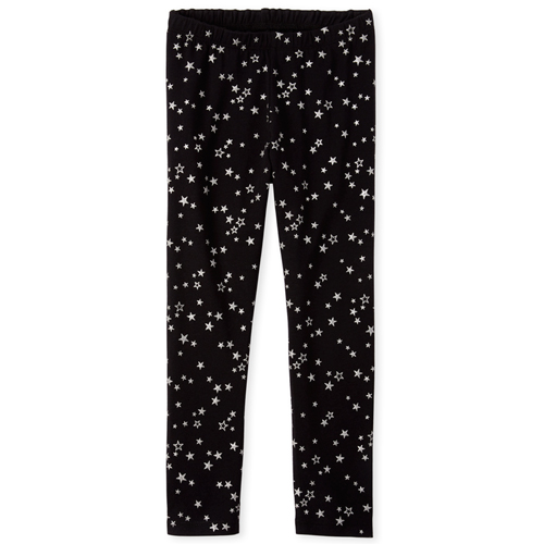 

Girls Glitter Star Leggings - Black - The Children's Place