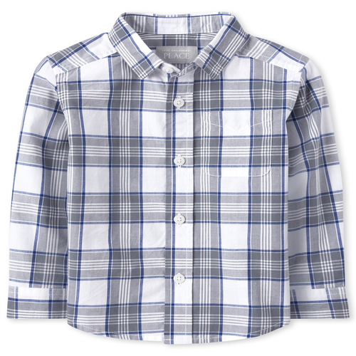 

s Baby And Toddler Boys Plaid Poplin Matching Button Down Shirt - White - The Children's Place