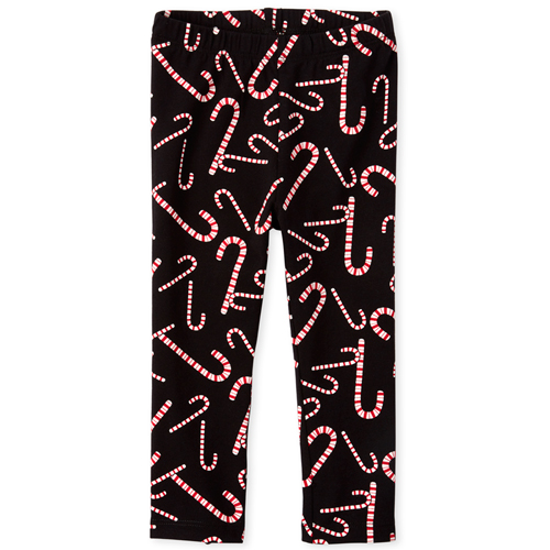 

Baby Girls Baby And Toddler Candy Cane Leggings - Black - The Children's Place