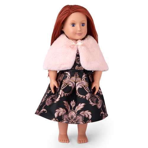 

s Doll Mommy And Me Metallic Jacquard Matching Dress And Faux Fur Cape Set - Black - The Children's Place
