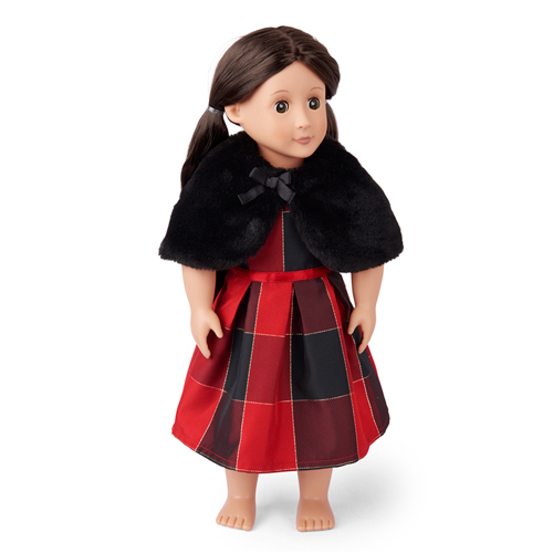 

s Doll Mommy And Me Glitter Buffalo Plaid Matching Pleated Dress And Faux Fur Cape Set - Red - The Children's Place