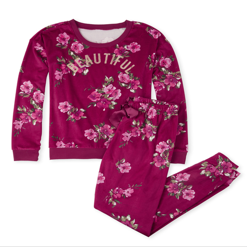 

s Womens Mommy And Me Beautiful Matching Velour Pajamas - Pink - The Children's Place