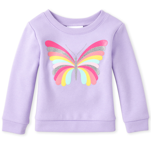 

s Baby And Toddler Glitter French Terry Sweatshirt - Purple - The Children's Place