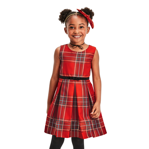 

s Toddler Glitter Plaid Matching Pleated Dress - Red - The Children's Place