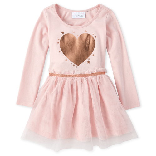 

s Baby And Toddler Foil Heart Tutu Dress - Pink - The Children's Place