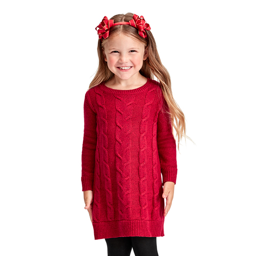 

s Baby And Toddler Cable Knit Matching Sweater Dress - Red - The Children's Place