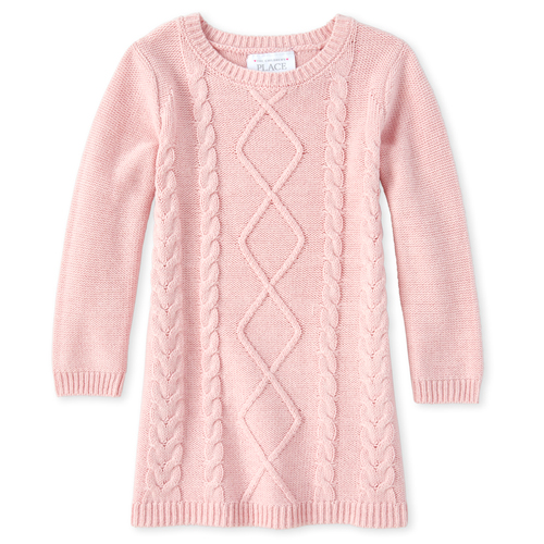 

s Baby And Toddler Cable Knit Sweater Dress - Pink - The Children's Place