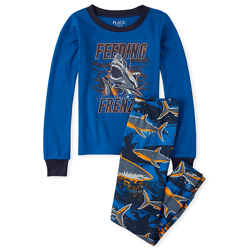 

s Boys Shark Snug Fit Cotton Pajamas - Blue - The Children's Place