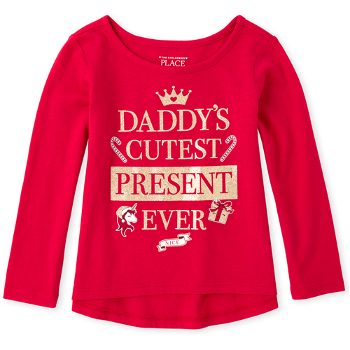 

s Baby And Toddler Glitter Dad's Present Top - Red - The Children's Place
