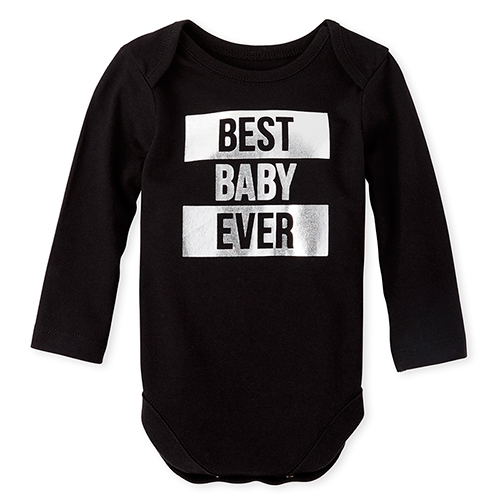 

Newborn Unisex Baby Matching Family Foil Best Ever Graphic Bodysuit - Black - The Children's Place