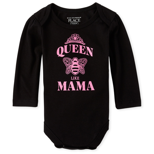 

Newborn Baby Mommy And Me Queen Bee Matching Graphic Bodysuit - Black - The Children's Place