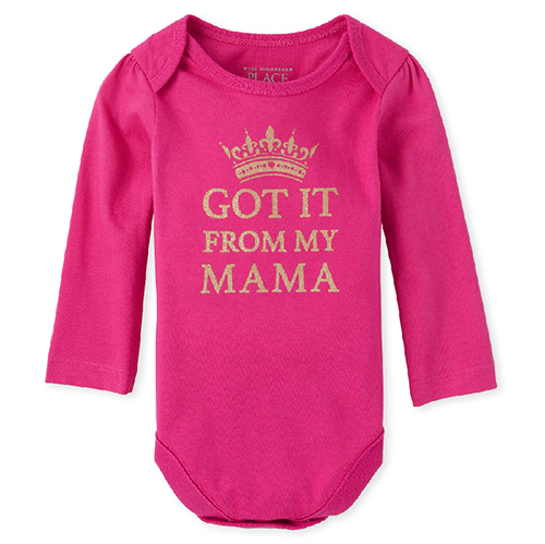 

Newborn Baby Glitter Mama Graphic Bodysuit - Pink - The Children's Place