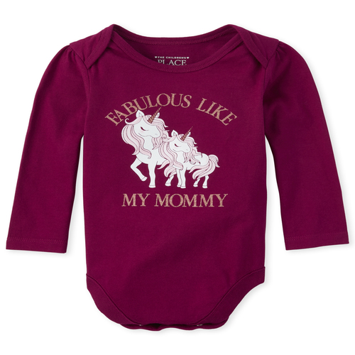

Newborn Baby Glitter Mama Graphic Bodysuit - Red - The Children's Place