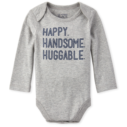 

Newborn Baby Boys Handsome Graphic Bodysuit - Gray - The Children's Place