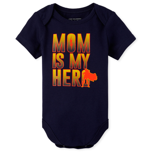 

Newborn Baby Boys Mom Is My Hero Graphic Bodysuit - Blue - The Children's Place