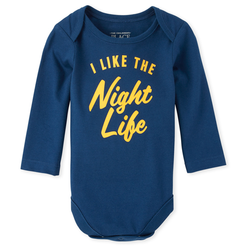 

Newborn Baby Boys Night Life Graphic Bodysuit - Blue - The Children's Place