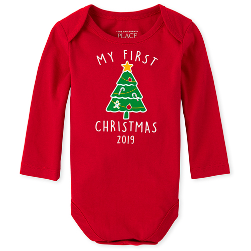 Unisex Baby Christmas Long Sleeve 'My First Christmas 2019' Graphic Bodysuit