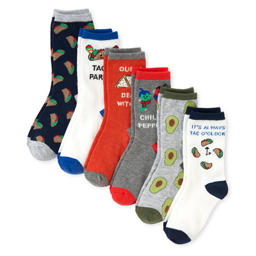 

s Boys Taco Crew Socks 6-Pack - Multi - The Children's Place