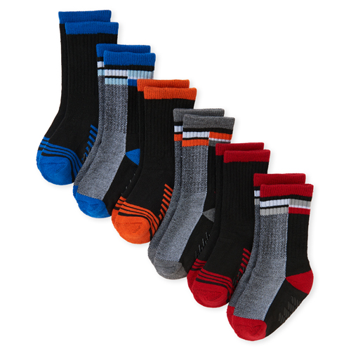 

Newborn Baby And Toddler Boys Colorblock Crew Socks 6-Pack - Black - The Children's Place