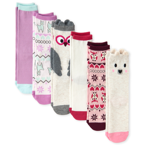 

s Owl Fair Isle Crew Socks 6-Pack - Tan - The Children's Place